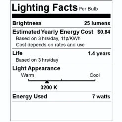 Sunlite Incandescent Light Bulb (25 Pack) (01303) -Light Bulbs Shop 01303 Lighting Facts Labelmd