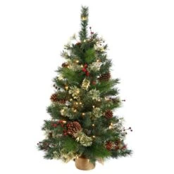 Vickerman Pre-Lit Artificial Christmas Tree With Berries And Pine Cones (22395) -Light Bulbs Shop 22395md