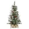 Vickerman Unlit Artificial Christmas Tree With Frosted Cones And Red Berries (27662) -Light Bulbs Shop 27662lg