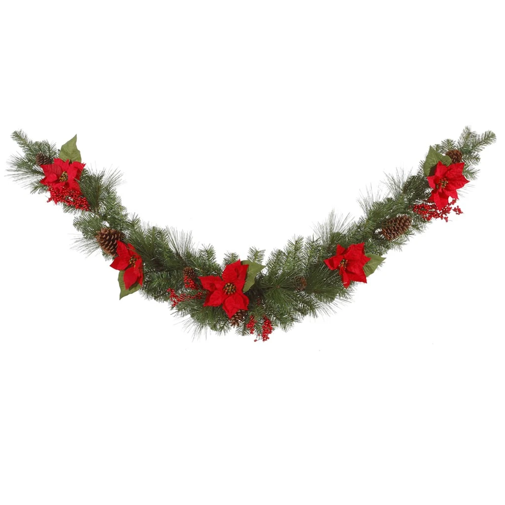 Vickerman Pre-Lit Artificial Christmas Swag Garland With Red Berries & Natural Pine Cones (27928) 3 Vickerman Pre-Lit Artificial Christmas Swag Garland With Red Berries & Natural Pine Cones (27928)
