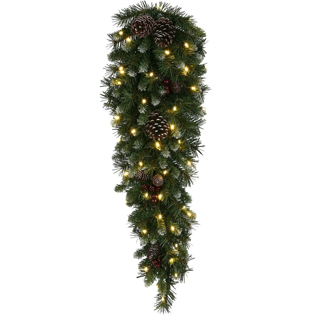 Vickerman Pre-Lit Artificial Christmas Teardrop With Pine Cones And Berries (31208) 3 Vickerman Pre-Lit Artificial Christmas Teardrop With Pine Cones And Berries (31208)