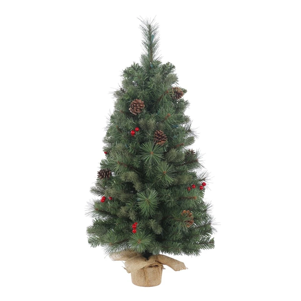 Vickerman Unlit Artificial Christmas Tree With Red Berries And Pine Cones (370551) 3 Vickerman Unlit Artificial Christmas Tree With Red Berries And Pine Cones (370551)