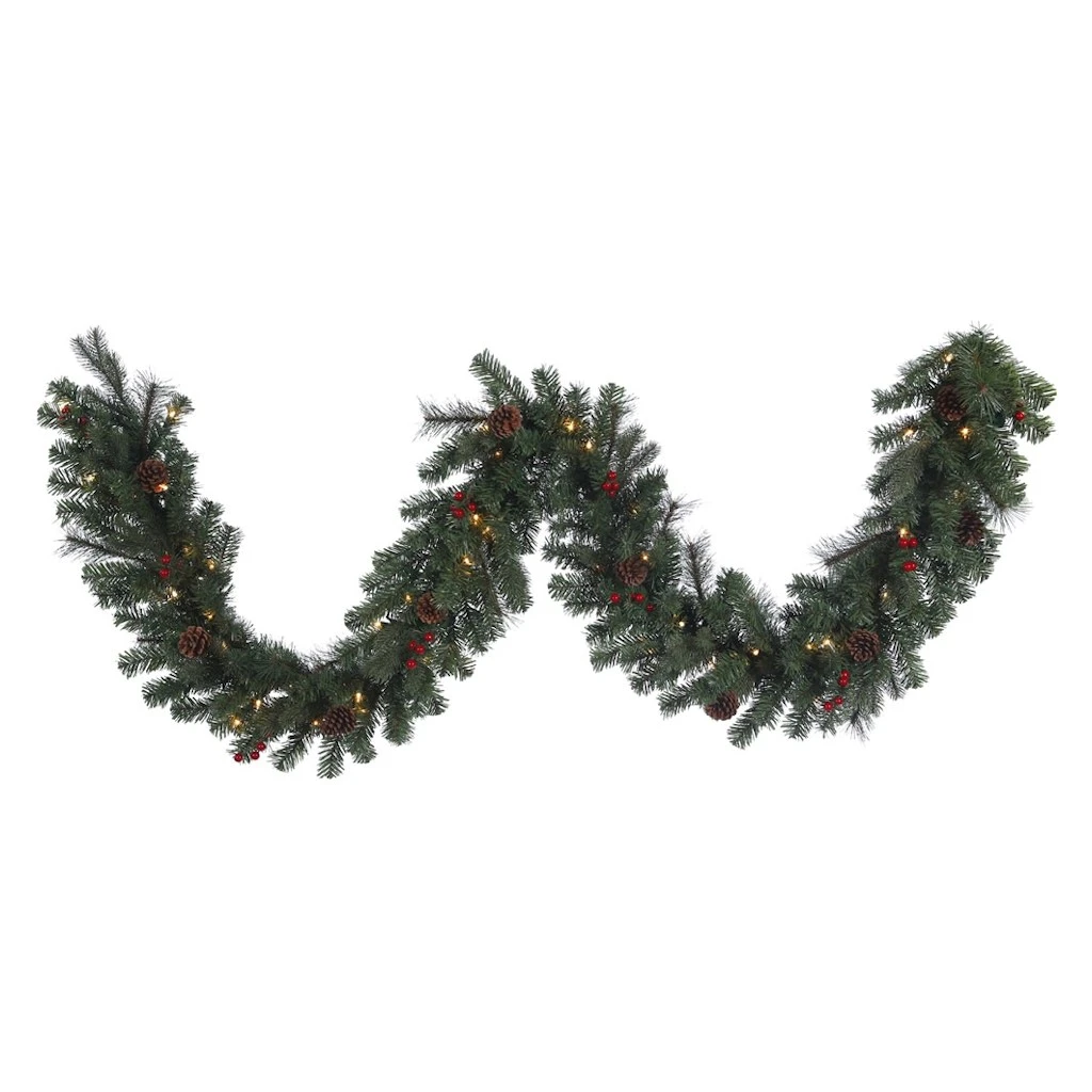 Vickerman Pre-Lit Artificial Christmas Garland With Berries And Pine Cones (370629) 3 Vickerman Pre-Lit Artificial Christmas Garland With Berries And Pine Cones (370629)
