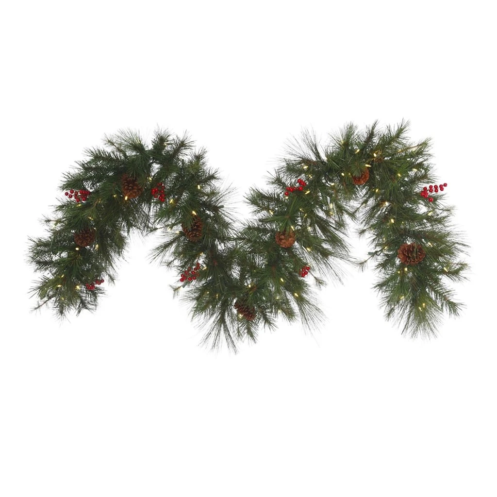 Vickerman Pre-Lit Artificial Christmas Garland With Berries And Pine Cones (373200) 3 Vickerman Pre-Lit Artificial Christmas Garland With Berries And Pine Cones (373200)