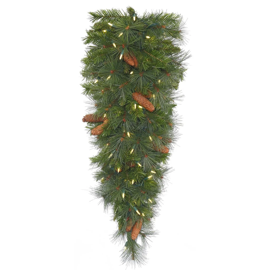Vickerman Pre-Lit Artificial Christmas Teardrop With Pine Cones (373408) 3 Vickerman Pre-Lit Artificial Christmas Teardrop With Pine Cones (373408)